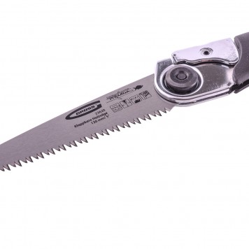23620 | Пила по дереву, складная, для кемпинга и сада, 130 мм, 8-9 TPI, каленый зуб 3D, обрезиненная рукоятка, кобура, GROSS PIRANHA-2