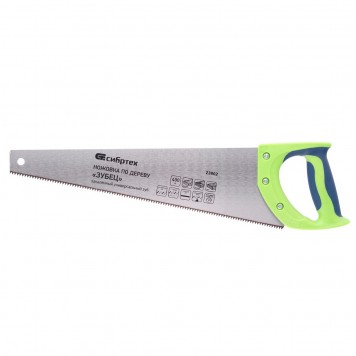 23802 | Ножовка по дереву, 400 мм, 7-8 TPI, каленый зуб 2D, двухкомпонентная рукоятка, СИБРТЕХ ЗУБЕЦ-0