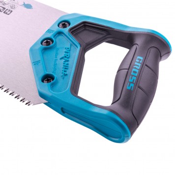 24102 | Ножовка по дереву, 550 мм, 7-8 TPI, зуб-3D, каленый зуб, двухкомпонентная рукоятка, GROSS PIRANHA-2