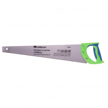 23804 | Ножовка по дереву, 500 мм, 7-8 TPI, каленый зуб 2D, двухкомпонентная рукоятка, СИБРТЕХ ЗУБЕЦ-0