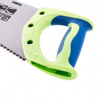 23814 | Ножовка по дереву, 450 мм, 7-8 TPI, каленый зуб 3D, двухкомпонентная рукоятка, СИБРТЕХ ЗУБЕЦ-2