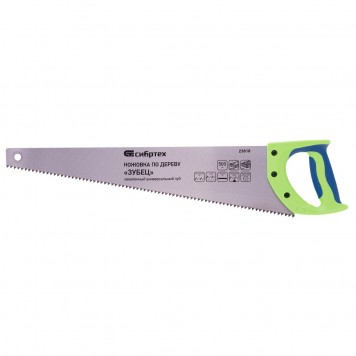 23818 | Ножовка по дереву, 500 мм, шаг зуба 7 мм, каленый зуб 2D, двухкомпонентная рукоятка, СИБРТЕХ ЗУБЕЦ-0