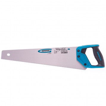 24103 | Ножовка по дереву, 450 мм, 11-12 TPI, зуб-3D, каленый зуб, двухкомпонентная рукоятка, GROSS PIRANHA-0