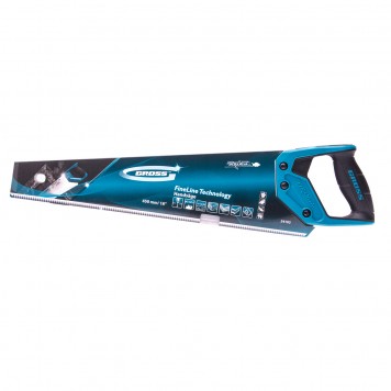 24103 | Ножовка по дереву, 450 мм, 11-12 TPI, зуб-3D, каленый зуб, двухкомпонентная рукоятка, GROSS PIRANHA-3