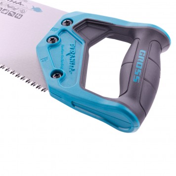 24109 | Ножовка по дереву, 400 мм, 7-8 TPI, зуб-3D, каленый зуб, двухкомпонентная рукоятка, GROSS PIRANHA-2