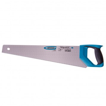 24104 | Ножовка по дереву, 500 мм, 11-12 TPI, зуб-3D, каленый зуб, двухкомпонентная рукоятка, GROSS PIRANHA-0