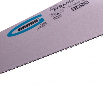 24104 | Ножовка по дереву, 500 мм, 11-12 TPI, зуб-3D, каленый зуб, двухкомпонентная рукоятка, GROSS PIRANHA-1