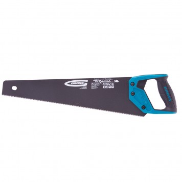 24106 | Ножовка по дереву, 450 мм, 11-12 TPI, зуб-3D, каленый зуб, тефлоновое покрытие полотна, двухкомпонентная рукоятка, GROSS PIRANHA-0
