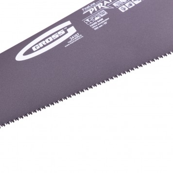 24107 | Ножовка по дереву, 500 мм, 11-12 TPI, зуб-3D, каленый зуб, тефлоновое покрытие полотна, двухкомпонентная рукоятка, GROSS PIRANHA-1
