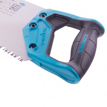 24119 | Ножовка по дереву, 550 мм, сегментное строение рабочей кромки, 7-8 TPI, зуб-3D, двухкомпонентная рукоятка, GROSS PIRANHA-2