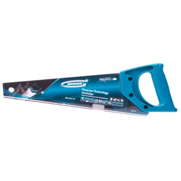 24121 | Ножовка для работы с ламинатом, 360 мм, 15-16 TPI, зуб 2D, каленый зуб, пласт.рук-ка, GROSS PIRANHA-3
