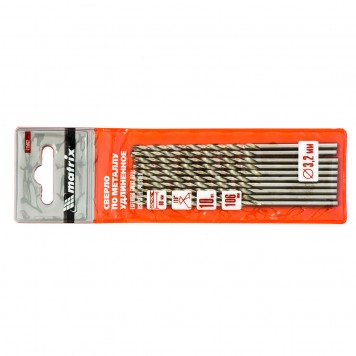 715032 | Сверло по металлу, 3,2 х 106 мм, полированное, удл, HSS, 10 шт, цилиндрический хвостовик, MATRIX-3