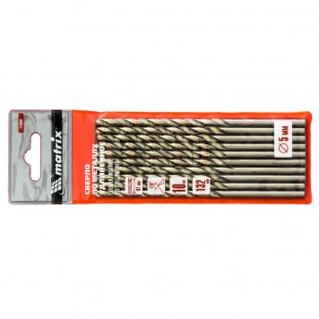 715050 | Сверло по металлу, 5 х 132 мм, полированное, удл, HSS, 10 шт, цилиндрический хвостовик, MATRIX-3