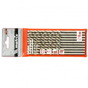 715060 | Сверло по металлу, 6 х 139 мм, полированное, удл, HSS, 10 шт, цилиндрический хвостовик, MATRIX-3