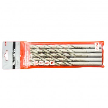 715120 | Сверло по металлу, 12,0 х 205 мм, полированное, удл, HSS, 5 шт, цилиндрический хвостовик, MATRIX-3