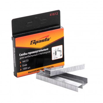 41612 | Скобы, 8 мм, для мебельного степлера, тип 53, 1000 шт, SPARTA-0