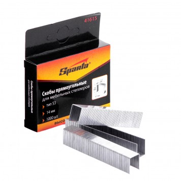 41615 | Скобы, 14 мм, для мебельного степлера, тип 53, 1000 шт, SPARTA-0