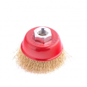 74603 | Щетка для УШМ, 65 мм, М14, "чашка", латунированная витая проволока, MATRIX-2