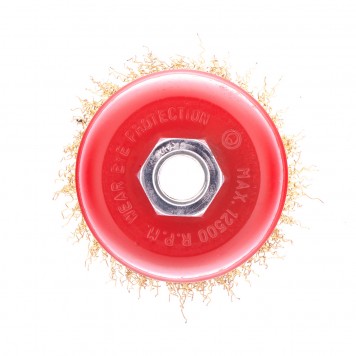 74604 | Щетка для УШМ, 75 мм, М14, "чашка", латунированная витая проволока, MATRIX-0