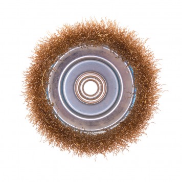 74606 | Щетка для УШМ, 125 мм, М14, "чашка", латунированная витая проволока, MATRIX-1
