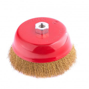 74607 | Щетка для УШМ, 150 мм, М14, "чашка", латунированная витая проволока, MATRIX-2