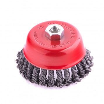 74623 | Щетка для УШМ, 100 мм, М14, "чашка", крученая проволока 0,8 мм, MATRIX-2