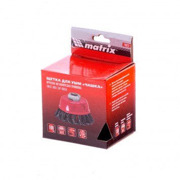 74623 | Щетка для УШМ, 100 мм, М14, "чашка", крученая проволока 0,8 мм, MATRIX-3