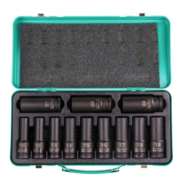 13998 | Набор ударных глубоких шестигранных торцевых головок, 1/2", 10-24 мм, в кейсе 12 шт., STELS-0