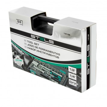 14106 | Набор инструментов, 1/2, 1/4, CrV, пластиковый кейс, 94 предмета, STELS-2