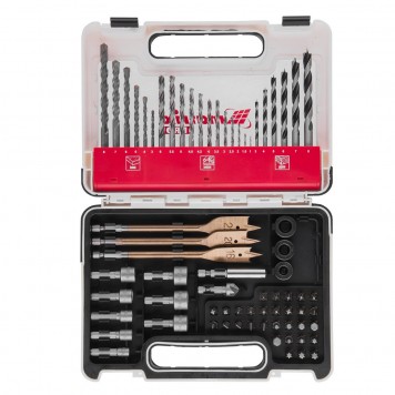 725671 | Набор сверл комбинированный, сверла по металлу 1-6 мм, бетону 3-8 мм, дереву 3-8 мм, перки, биты 30 шт, адаптер, головки 8 шт, 71 предмет Pro, MATRIX-0
