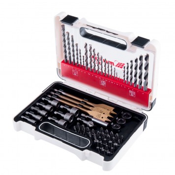 725671 | Набор сверл комбинированный, сверла по металлу 1-6 мм, бетону 3-8 мм, дереву 3-8 мм, перки, биты 30 шт, адаптер, головки 8 шт, 71 предмет Pro, MATRIX-1