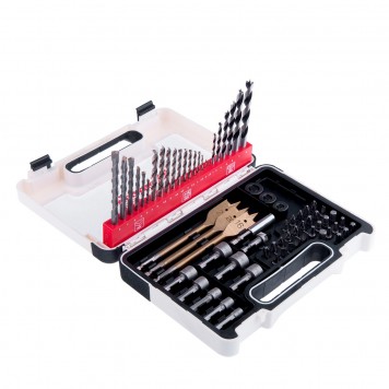 725671 | Набор сверл комбинированный, сверла по металлу 1-6 мм, бетону 3-8 мм, дереву 3-8 мм, перки, биты 30 шт, адаптер, головки 8 шт, 71 предмет Pro, MATRIX-2