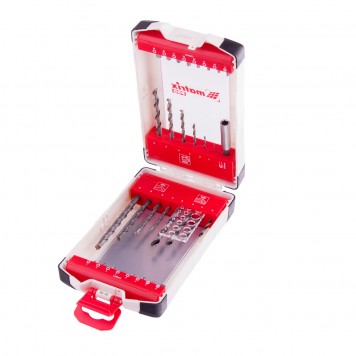 725632 | Набор сверл комбинированный, сверла по металлу 1-6 мм, бетону 4-8 мм, дереву 3-6 мм, биты 16 шт, адаптер, 32 предмета Pro, MATRIX-2