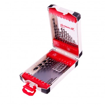 725644 | Набор сверл комбинированный, сверла по металлу 1-6 мм, бетону 4-8 мм, дереву 3-8 мм, биты 22 шт, адаптер, 44 предмета, Pro, MATRIX-1