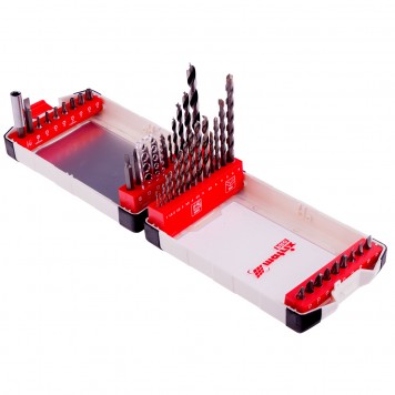 725644 | Набор сверл комбинированный, сверла по металлу 1-6 мм, бетону 4-8 мм, дереву 3-8 мм, биты 22 шт, адаптер, 44 предмета, Pro, MATRIX-3