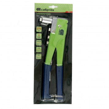 40543 | Заклепочник 270 мм, переставной 0-90 град, заклепки 2,4-3,2-4,0-4,8 мм, СИБРТЕХ-1