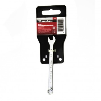 15102 | Ключ комбинированный, 6 мм, CrV, матовый хром, MATRIX-1