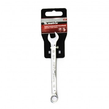 15154 | Ключ комбинированный, 10 мм, CrV, полированный хром, MATRIX-3