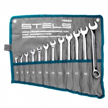 15284 | Набор ключей комбинированных 12 шт, 6-22 мм, антислип, STELS-0