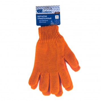 68689 | Перчатки трикотажные, акрил, двойные, оранжевый, двойная манжета, СИБРТЕХ-2
