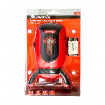 35065 | Уровень лазерный ML01T, дальность 10 м, точность ± 0,5 мм. / 1 м, длина волны 650 нм, проекция 1 вертикальная 1 горизонтальная плоскость, резьба под штатив 5/8", MATRIX-1