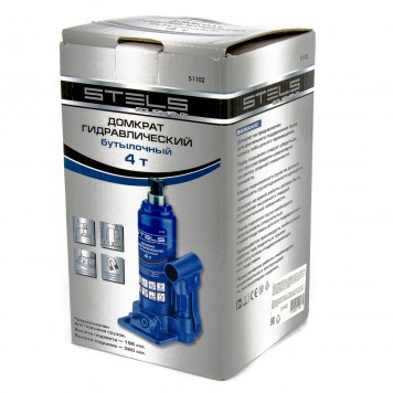 51102 | Домкрат гидравлический бутылочный, 4 т, H подъема 195-380 мм, STELS-1