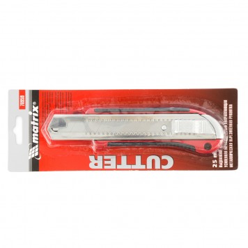 78959 | Нож, 25 мм, выдвижное лезвие, усиленная металлическая направляющая, металлическая обрезиненная рукоятка, MATRIX-1