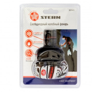 90565 | Фонарь наголовный с возможностью зумирования луча, светодиодный, 1 super Led, 3 х ААА, STERN-1