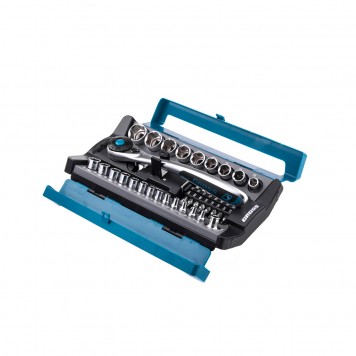 14143 | Набор торцевых головок, трещотка 120 зубьев, 41 предмет, 1/2", 1/4", CrV, GROSS-2
