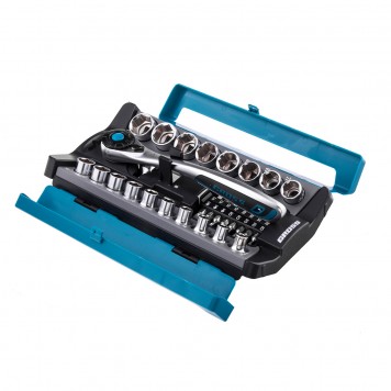 14144 | Набор торцевых головок, трещотка 120 зубьев, 36 предметов, 1/2", CrV, GROSS-2