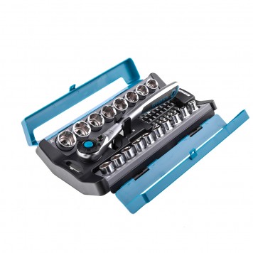 14144 | Набор торцевых головок, трещотка 120 зубьев, 36 предметов, 1/2", CrV, GROSS-3