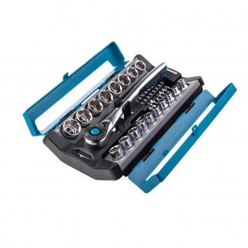 14145 | Набор торцевых головок, трещотка 120 зубьев, 36 предметов, 1/2", 3/8”, CrV, GROSS-3