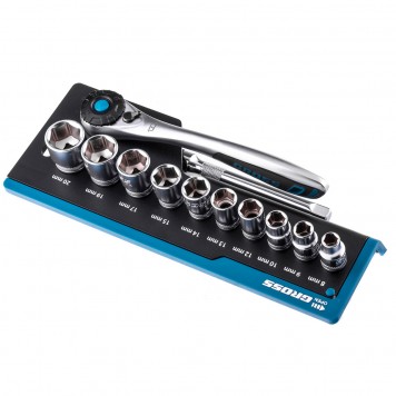 14139 | Набор торцевых головок, трещотка 120 зубьев, 12 предметов, 3/8", CrV, GROSS-1