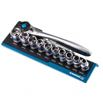 14138 | Набор торцевых головок, трещотка 120 зубьев, 12 предметов, 1/2", CrV, GROSS-1